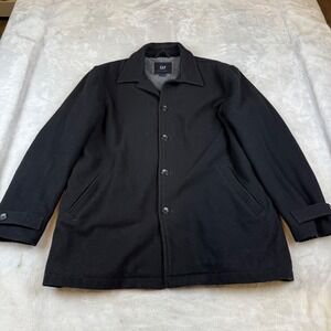 GAP Mens Black Wool Blend Sherpa Lined‎ Car Coat Jacket Large RN54023